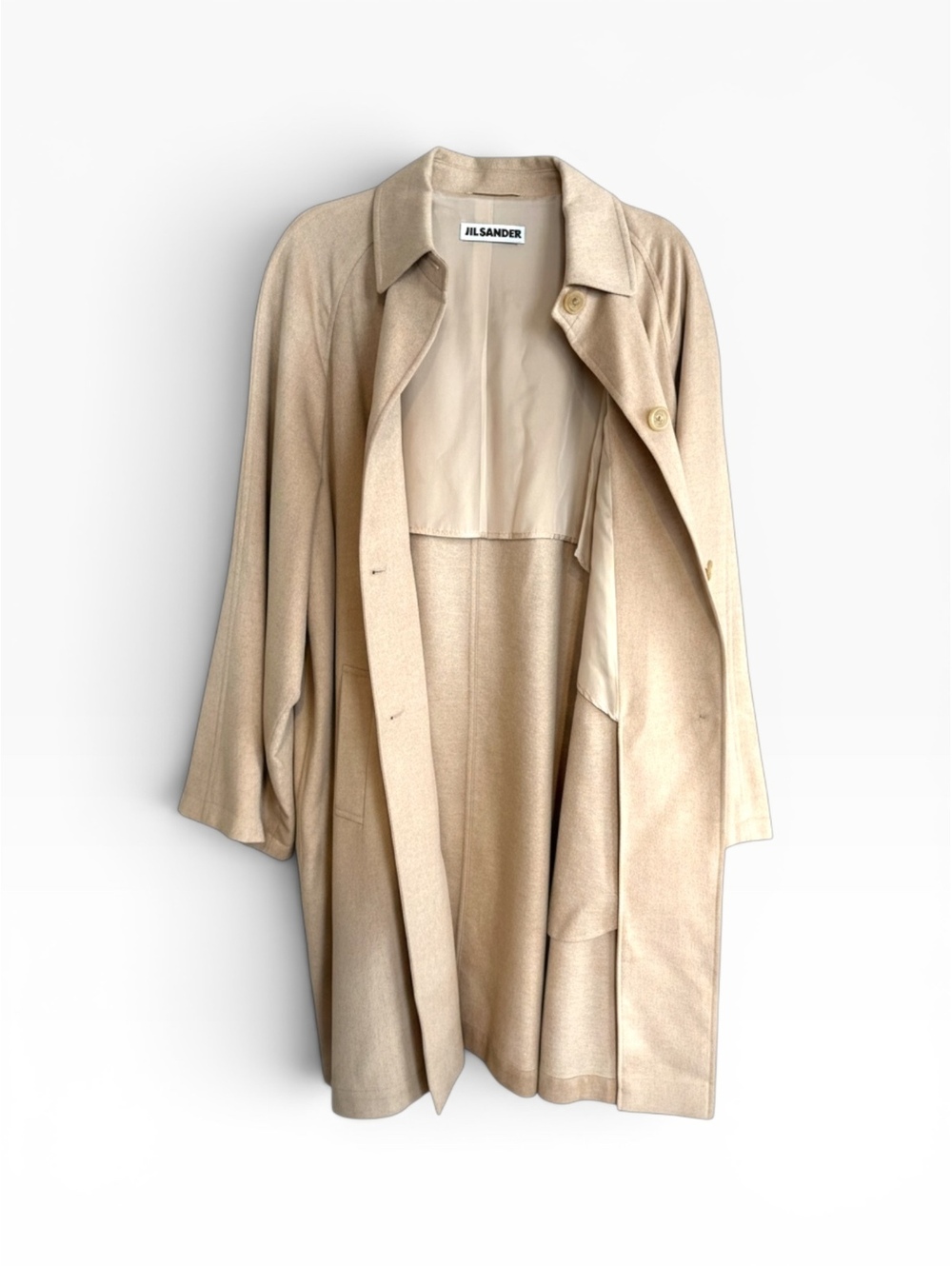 Vintage Jil Sander 1990s Camel Hair Semi-Lined Car Coat  40
